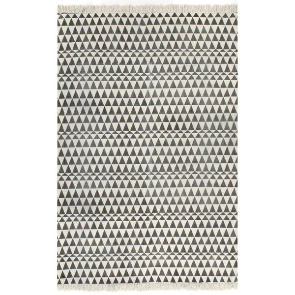 vidaXL Tapis Kilim Coton 120 x 180 cm avec motif noir/blanc