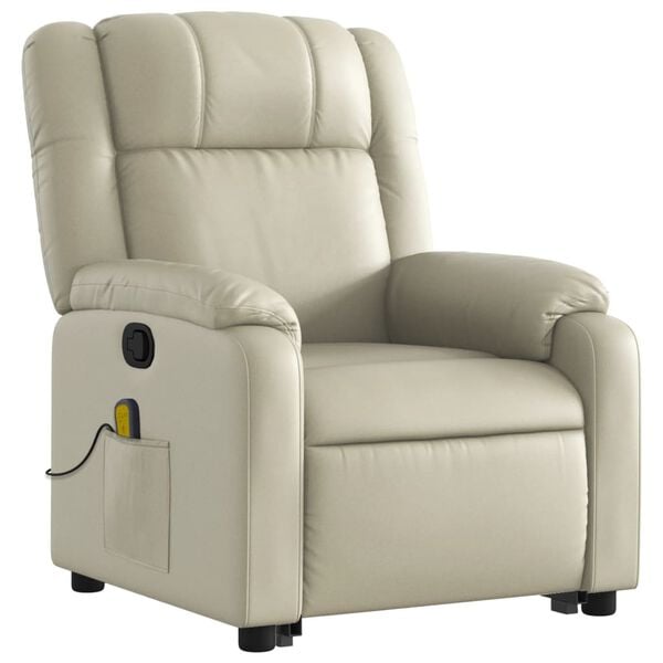 vidaXL Fauteuil inclinable de massage Crème Similicuir