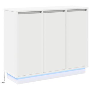 vidaXL Buffet LED Blanc 90 x 32 x 75 cm Bois d'ing&eacute;nierie