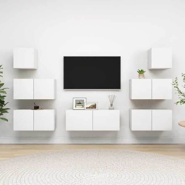 vidaXL Ensemble de meubles TV 7 pcs Blanc Bois d'ing&eacute;nierie