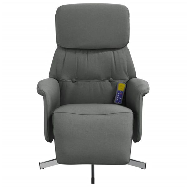 vidaXL Fauteuil inclinable de massage et repose-pieds gris fonc&eacute; tissu