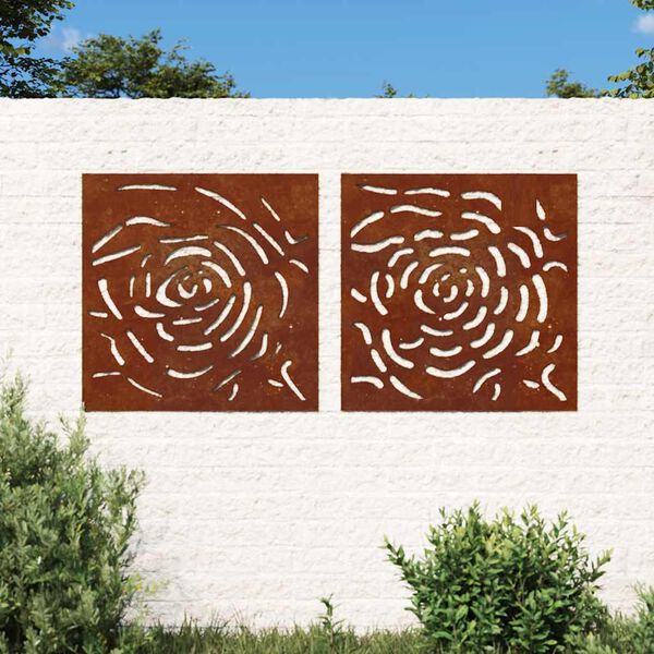 vidaXL D&eacute;corations murales jardin 2 pcs 55x55 cm design de rose