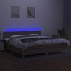 vidaXL Sommier &agrave; lattes de lit et matelas et LED Taupe 200x200cm Tissu