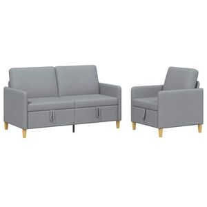vidaXL Canap&eacute; avec rangement 2 pcs Gris clair Polyester