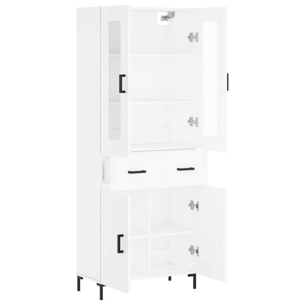 vidaXL Buffet haut Blanc 69,5x34x180 cm Bois d'ing&eacute;nierie