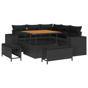 vidaXL Ensemble de canap&eacute; de jardin 8 pc Noir polyrotin