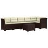 vidaXL Canap&eacute; de Jardin 6 Places avec Coussins Aspect Rattan PP Marron