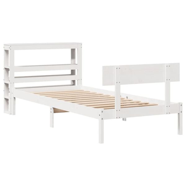 vidaXL Cadre de lit sans matelas blanc 75x190 cm bois de pin massif