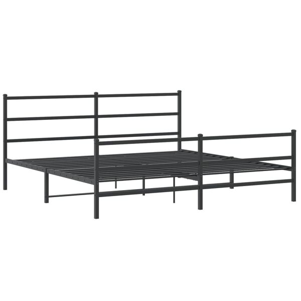 vidaXL Cadre de lit métal sans matelas avec pied de lit noir 193x203cm