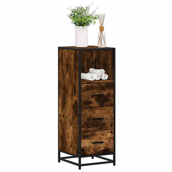 vidaXL Armoire de bain ch&ecirc;ne fum&eacute; 35x37,5x100cm bois d'ing&eacute;nierie
