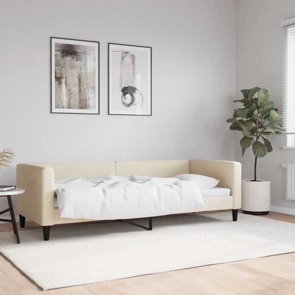 vidaXL Lit de repos sans matelas crème 80x200 cm tissu