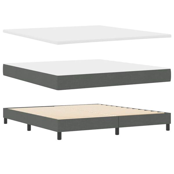 vidaXL Lit boxspring avec matelas Gris foncé 180 x 200 cm tissu