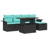 vidaXL Ensemble de canap&eacute; de jardin 6 pcs Noir polyrotin