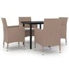 vidaXL Ensemble &agrave; manger de jardin coussins 5 pcs R&eacute;sine tress&eacute;e Verre