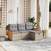 vidaXL Salon de jardin avec coussins 4pcs m&eacute;lange beige r&eacute;sine tress&eacute;e