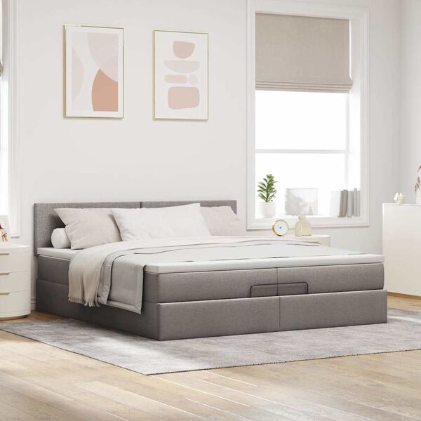 VidaXL Cadre de lit ottoman avec matelas taupe 200x200 cm tissu