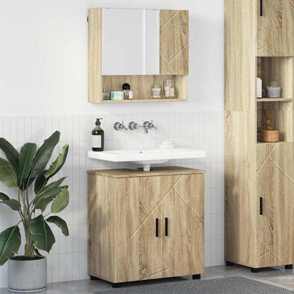 vidaXL Ensemble de mobilier de salle de bain 2 pcs Ch&ecirc;ne Sonoma