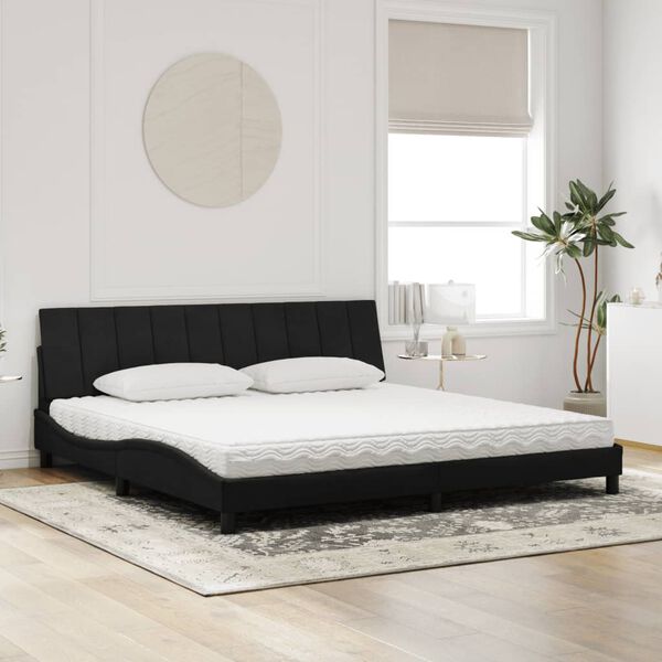 vidaXL Lit avec matelas Hanko noir 200x200 cm velours