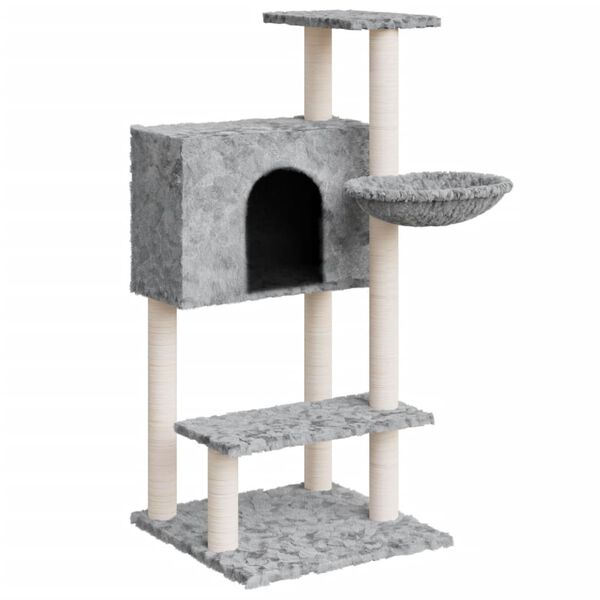 vidaXL Arbre &agrave; chat avec griffoirs en sisal Gris clair 108,5 cm