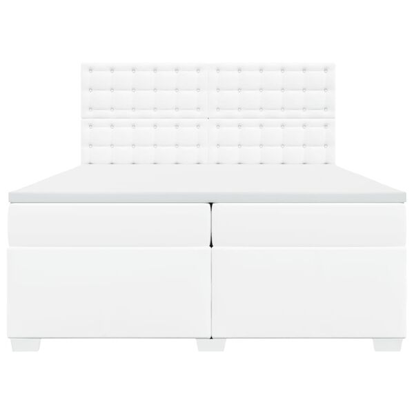 vidaXL Sommier &agrave; lattes de lit avec matelas Blanc 200x200cm Similicuir