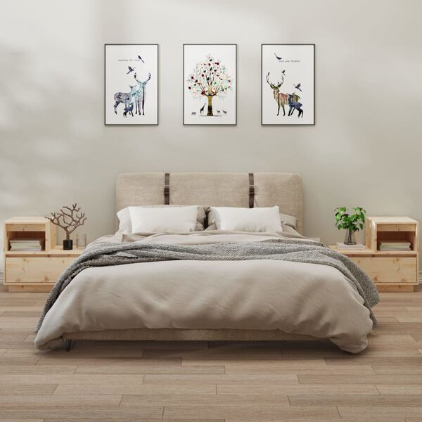 vidaXL Tables de chevet 2 pcs Gris 60x34x51 cm Bois de pin solide