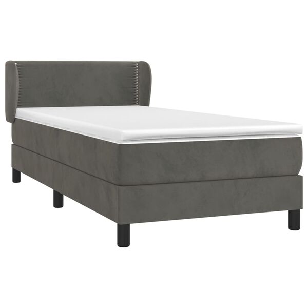 vidaXL Sommier &agrave; lattes de lit et matelas Gris fonc&eacute; 90x200 cm Velours