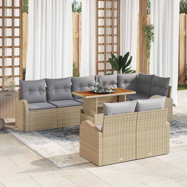 vidaXL Ensemble de canap&eacute; de jardin 9 pcs beige et gris clair