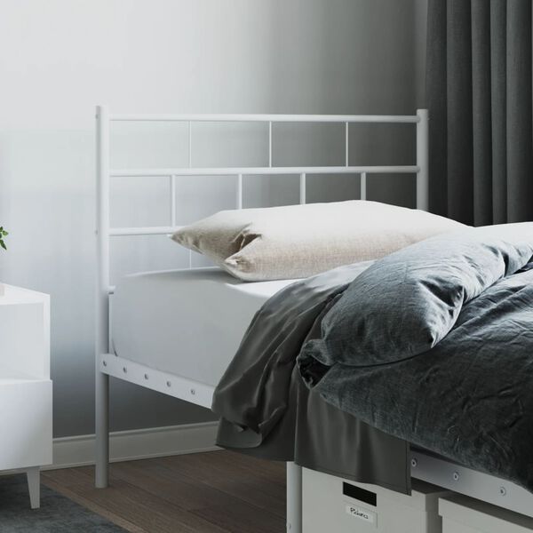 vidaXL T&ecirc;te de lit de remplacement m&eacute;tal blanc 90 cm