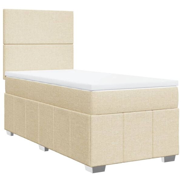 vidaXL Sommier &agrave; lattes de lit avec matelas Cr&egrave;me 80x200 cm Tissu