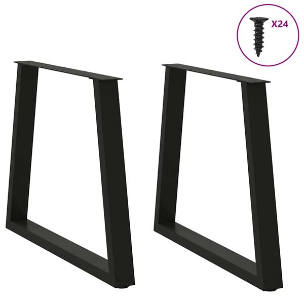 vidaXL Pieds de table &agrave; manger en V 2 pi&egrave;ces Noir 80 x (72-73,3) cm Acier