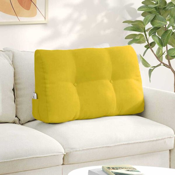 vidaXL Coussin de Dos Jaune 80 x 24 x 50 cm Velours