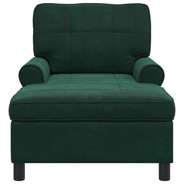 vidaXL Chaise longue avec coussin Vert fonc&eacute; 91 x 157 x 91 cm Velours