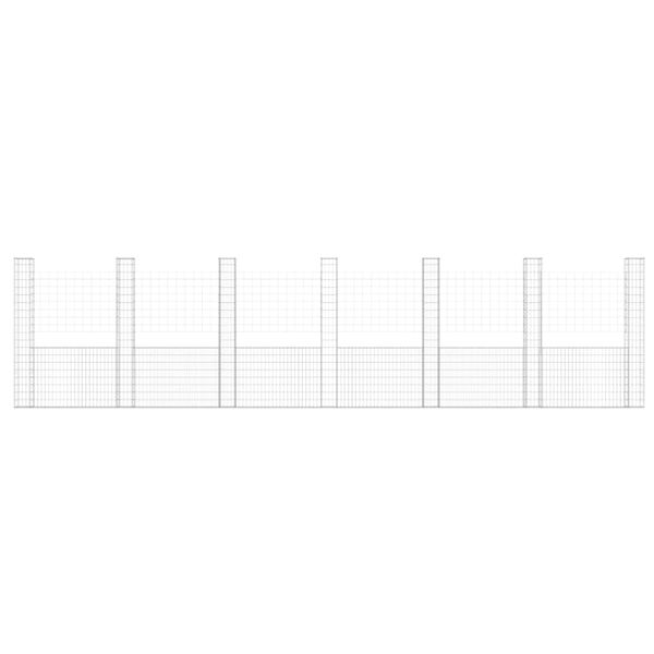 vidaXL Panier de gabion en forme de U avec 7 poteaux Fer 740x20x200 cm