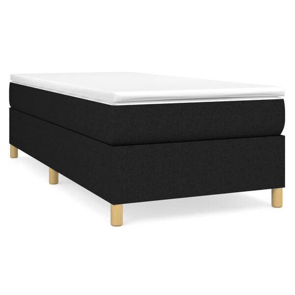 vidaXL Sommier &agrave; lattes de lit avec matelas Noir 90x190 cm Tissu