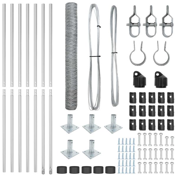 vidaXL Poteau de cl&ocirc;ture. Argent&eacute; 10 x 1,2 m (maille 50 mm) Acier