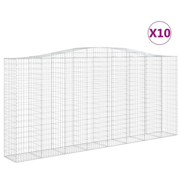 vidaXL Paniers &agrave; gabions arqu&eacute;s 10 pcs 400x50x180/200 cm Fer galvanis&eacute;