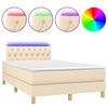 vidaXL Sommier &agrave; lattes de lit avec matelas LED Cr&egrave;me 120x200 cm Tissu