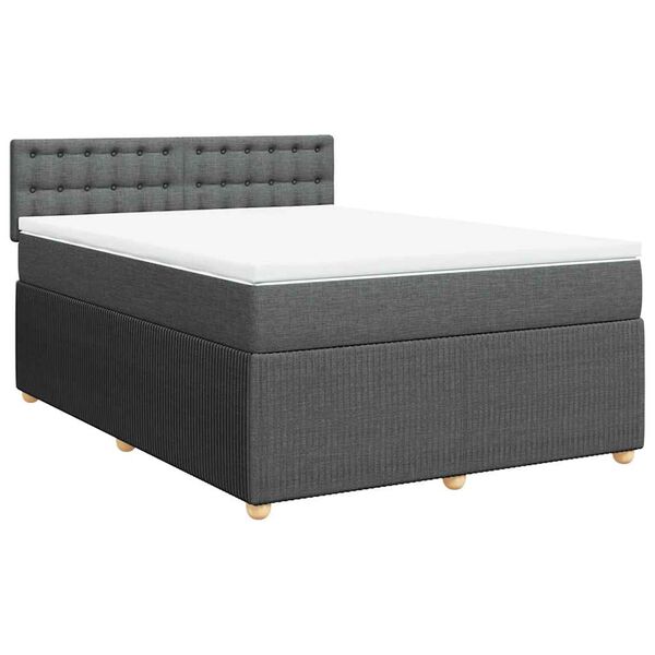 vidaXL Sommier &agrave; lattes de lit avec matelas Gris fonc&eacute; 140x190cm Tissu