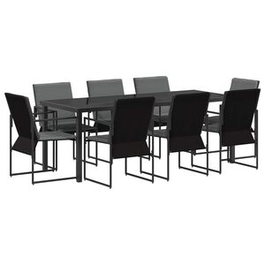 vidaXL Ensemble de salle &agrave; manger pour jardin 9 pc Noir et anthracite