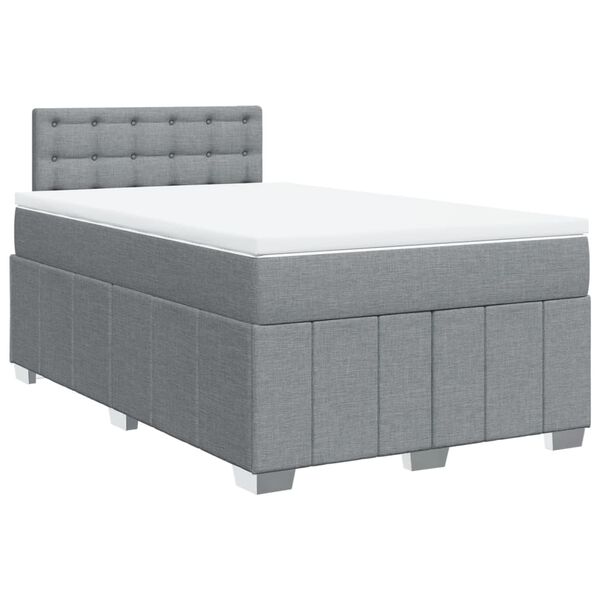 vidaXL Sommier &agrave; lattes de lit avec matelas Gris clair 120x200cm Tissu