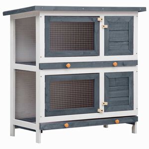 vidaXL Clapier d'ext&eacute;rieur 4 portes Gris Bois
