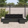 vidaXL Ensemble de canapé de jardin avec coussin 4 pcs Noir polyrotin