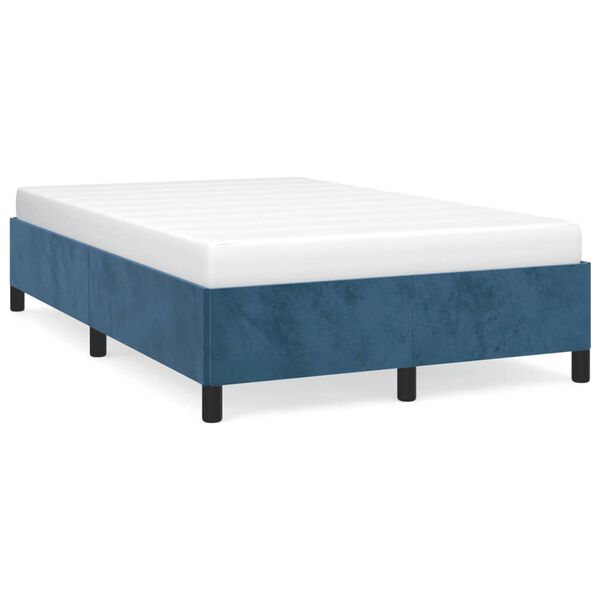 vidaXL Cadre de lit sans matelas bleu fonc&eacute; 120x190 cm velours
