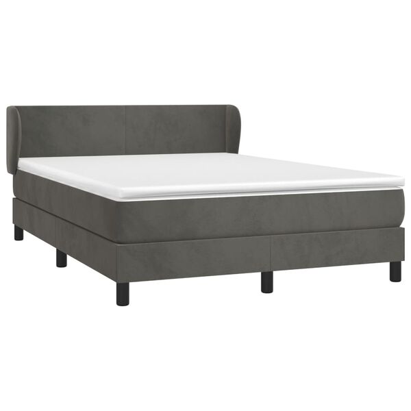 vidaXL Sommier &agrave; lattes de lit et matelas Gris fonc&eacute; 140x190cm Velours