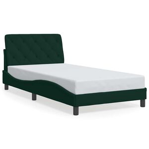 vidaXL Cadre de lit sans matelas vert fonc&eacute; 100x200 cm velours