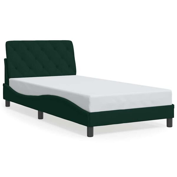 vidaXL Cadre de lit sans matelas vert fonc&eacute; 100x200 cm velours