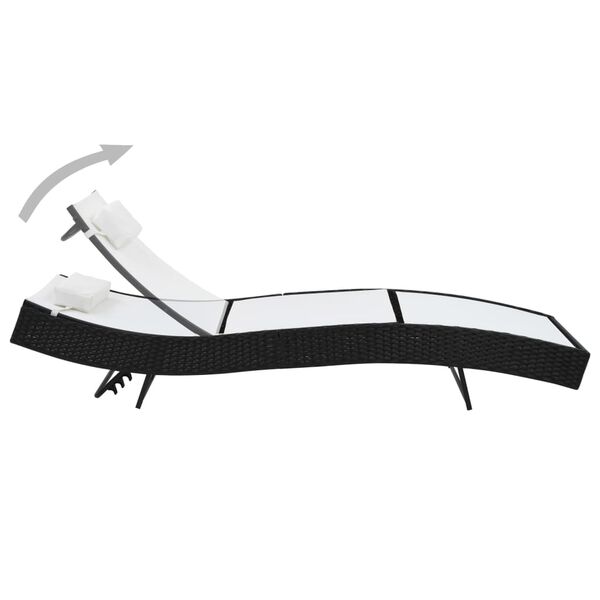 vidaXL Chaise longue avec oreiller Résine tressée Noir