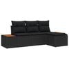 vidaXL Ensemble de canap&eacute; de jardin 4 pc Noir polyrotin