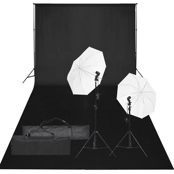 vidaXL Kit de studio photo avec &eacute;clairage et toile de fond