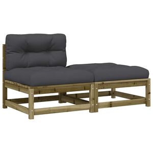 vidaXL Canap&eacute; de jardin sans accoudoirs avec coussins et repose-pieds